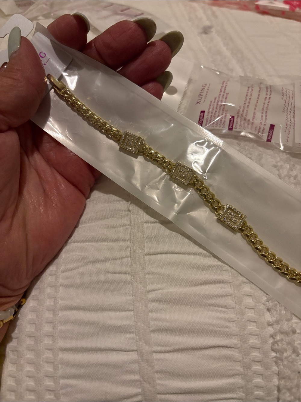 Gold Square-Center Chain Bracelet - Women's Jewelry